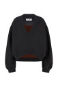 sweat-oversize-col-v-noir-marron