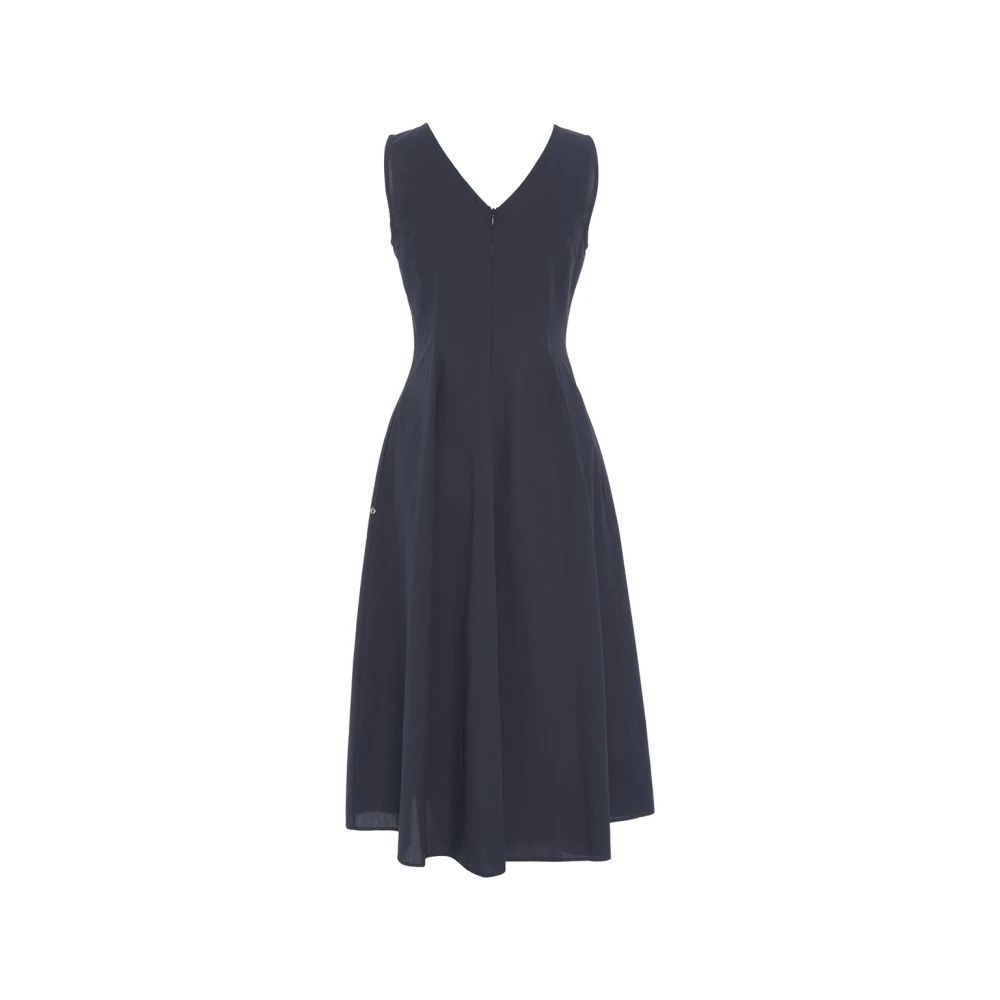 Ottod'Ame Blauwe Mouwloze Katoenen Jurk met V-Hals Blue Dames