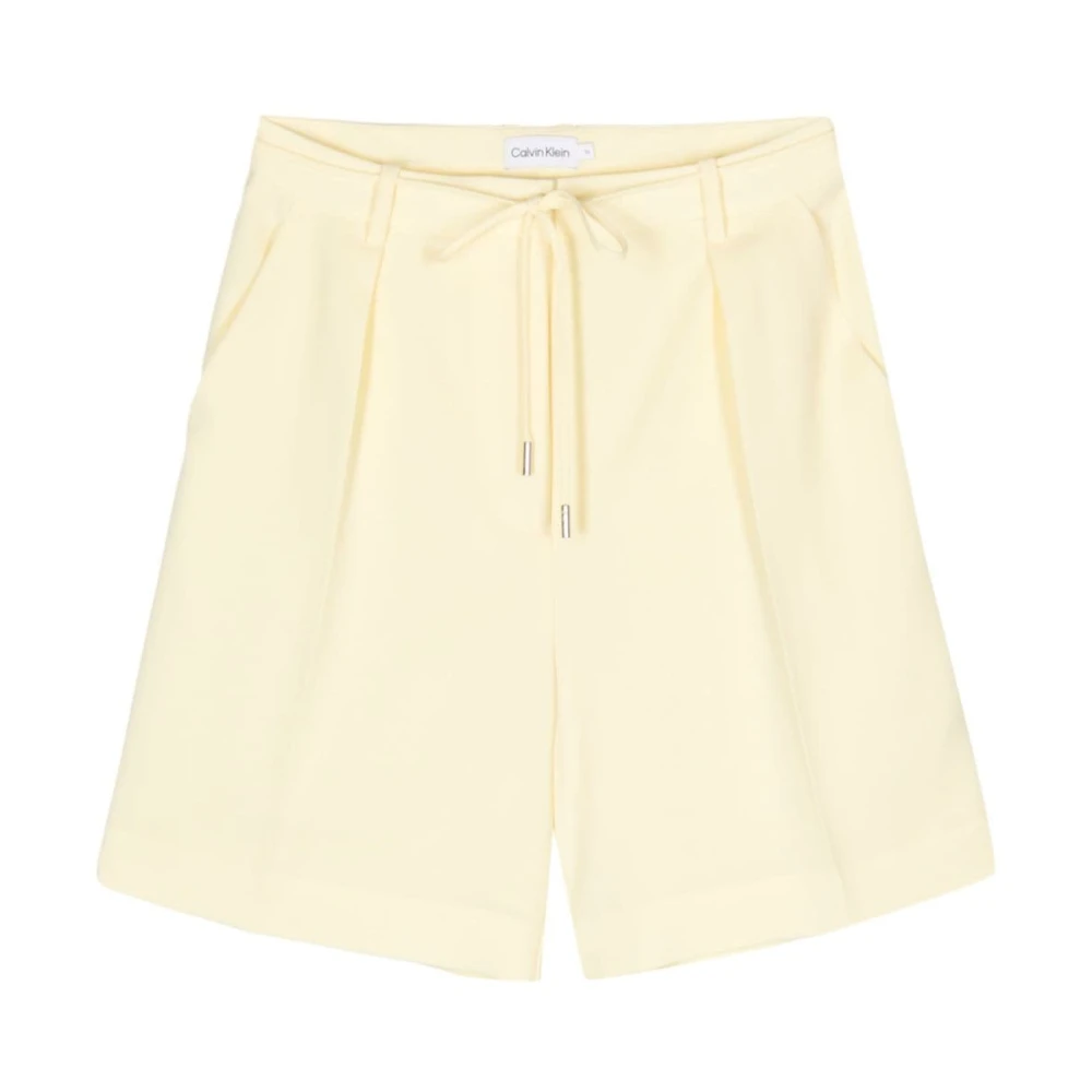 Calvin Klein Gele Twill Shorts met Plooidetail Beige Dames