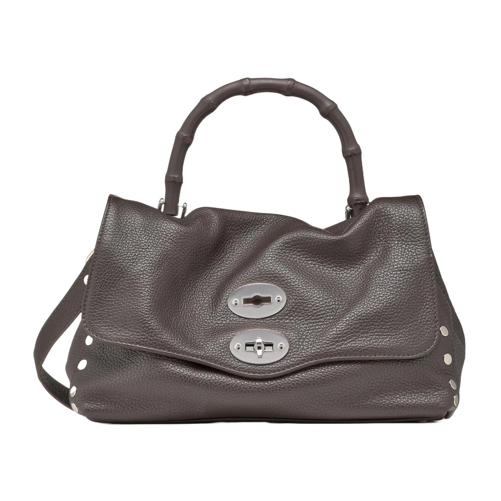 Zanellato Shoppers Coffee Brown Leather Handbag in zwart