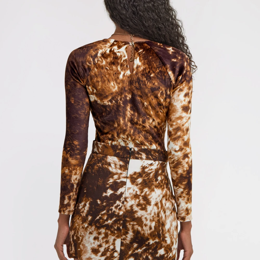 Roberto Cavalli Appaloosa Print Mesh Top Brown Dames