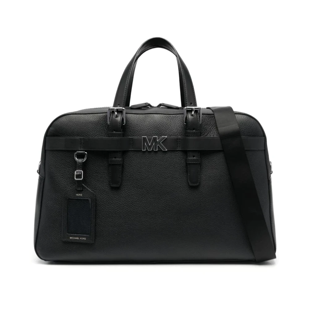 Michael Kors Hudson Reistrolley van Leder met Gestept Design Black Heren