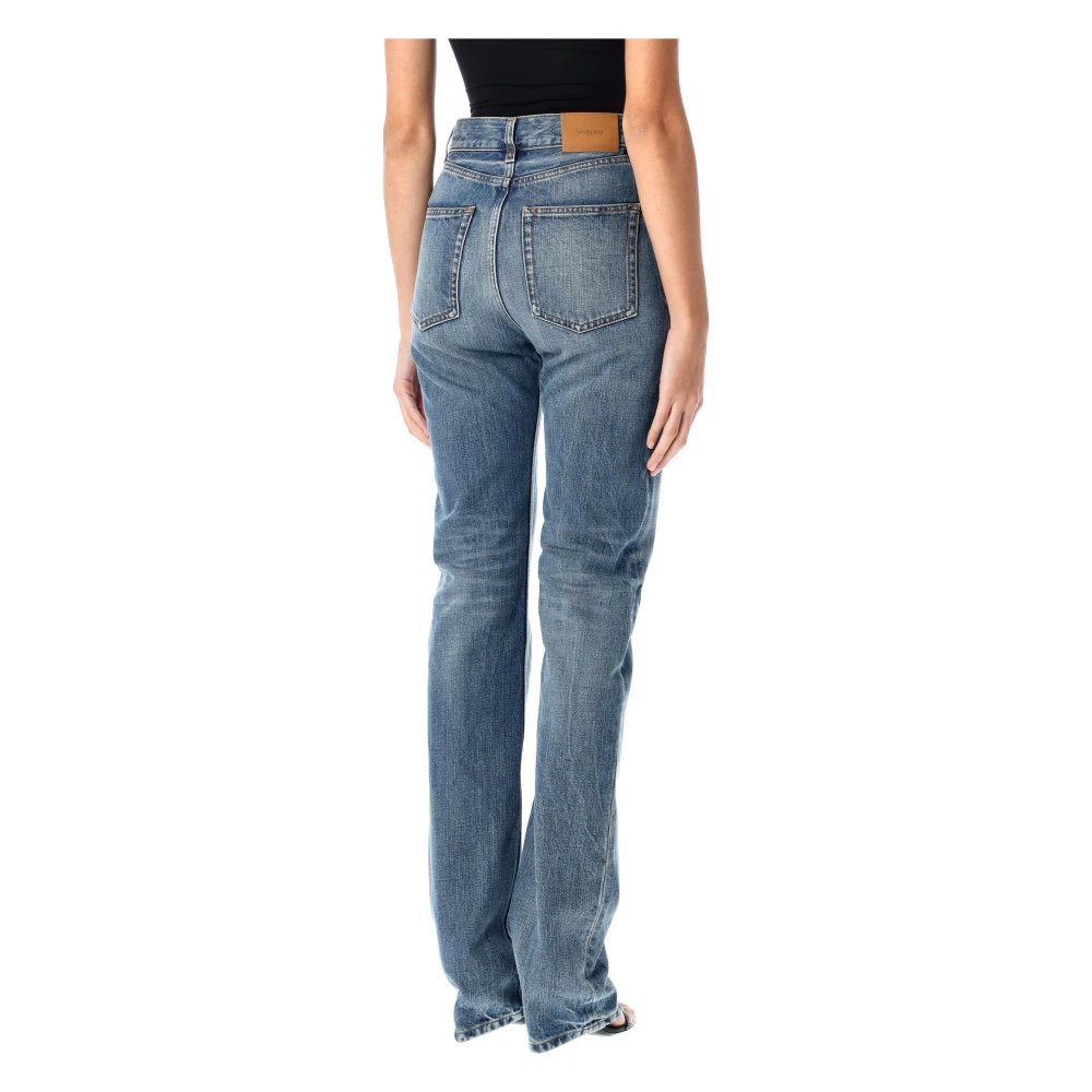 Saint Laurent High Waist Slim Jeans Blue Dames