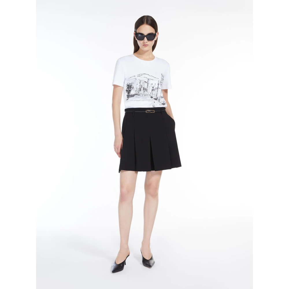 Max Mara Studio Hoge taille cady shorts met bijpassende riem Black Dames