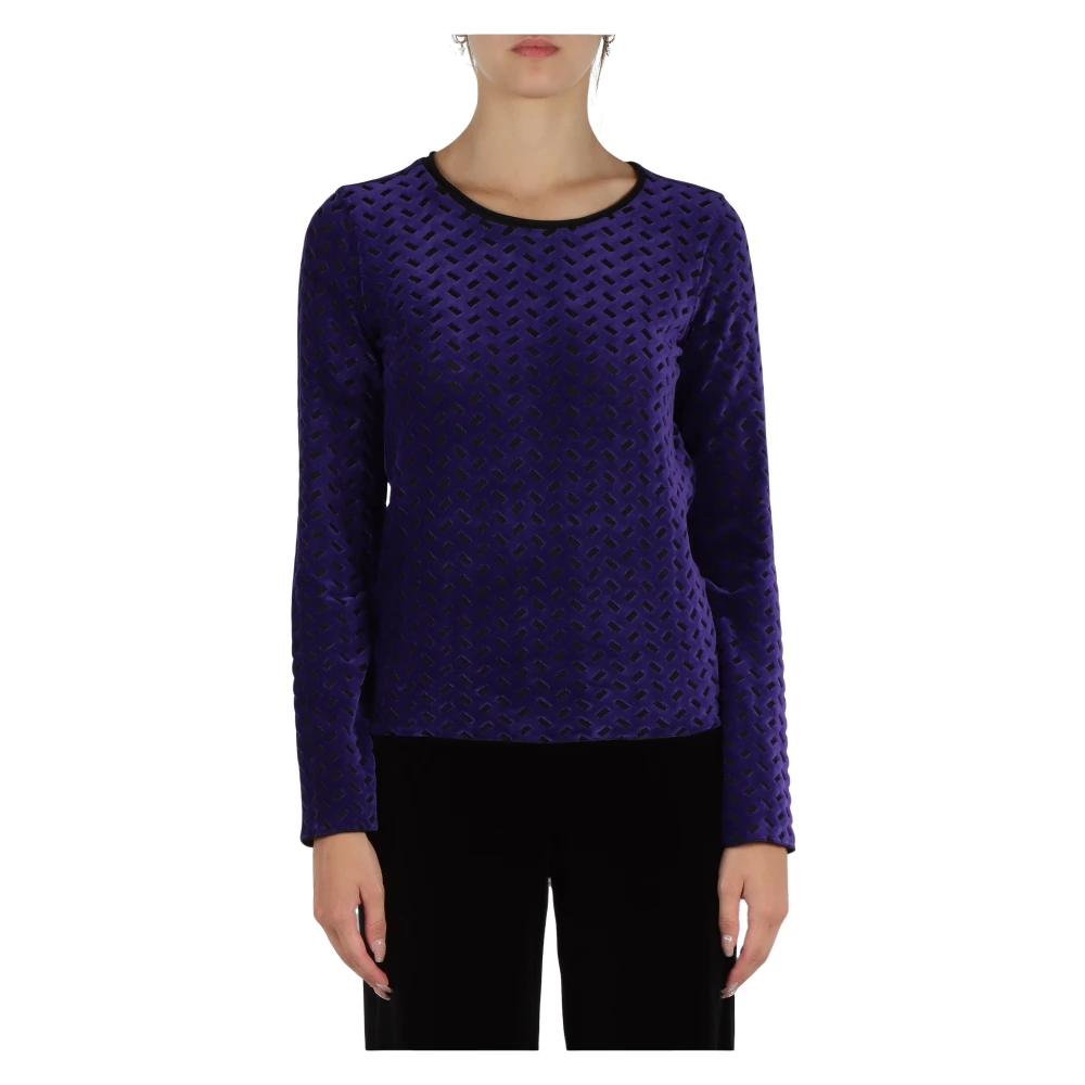 Emporio Armani Fluweel decoratieve motief top Purple Dames