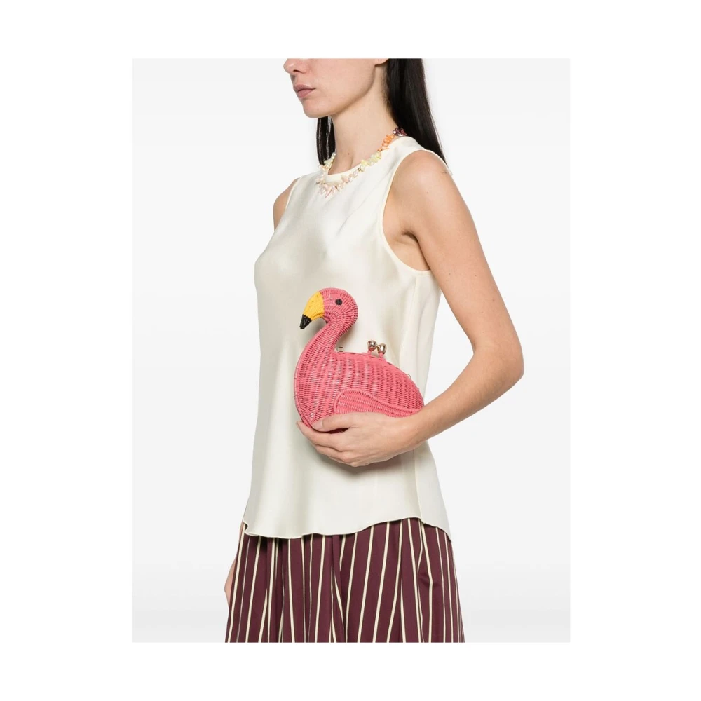Serpui Fuchsia Roze Magnetische Clutch met Ketting Pink Dames
