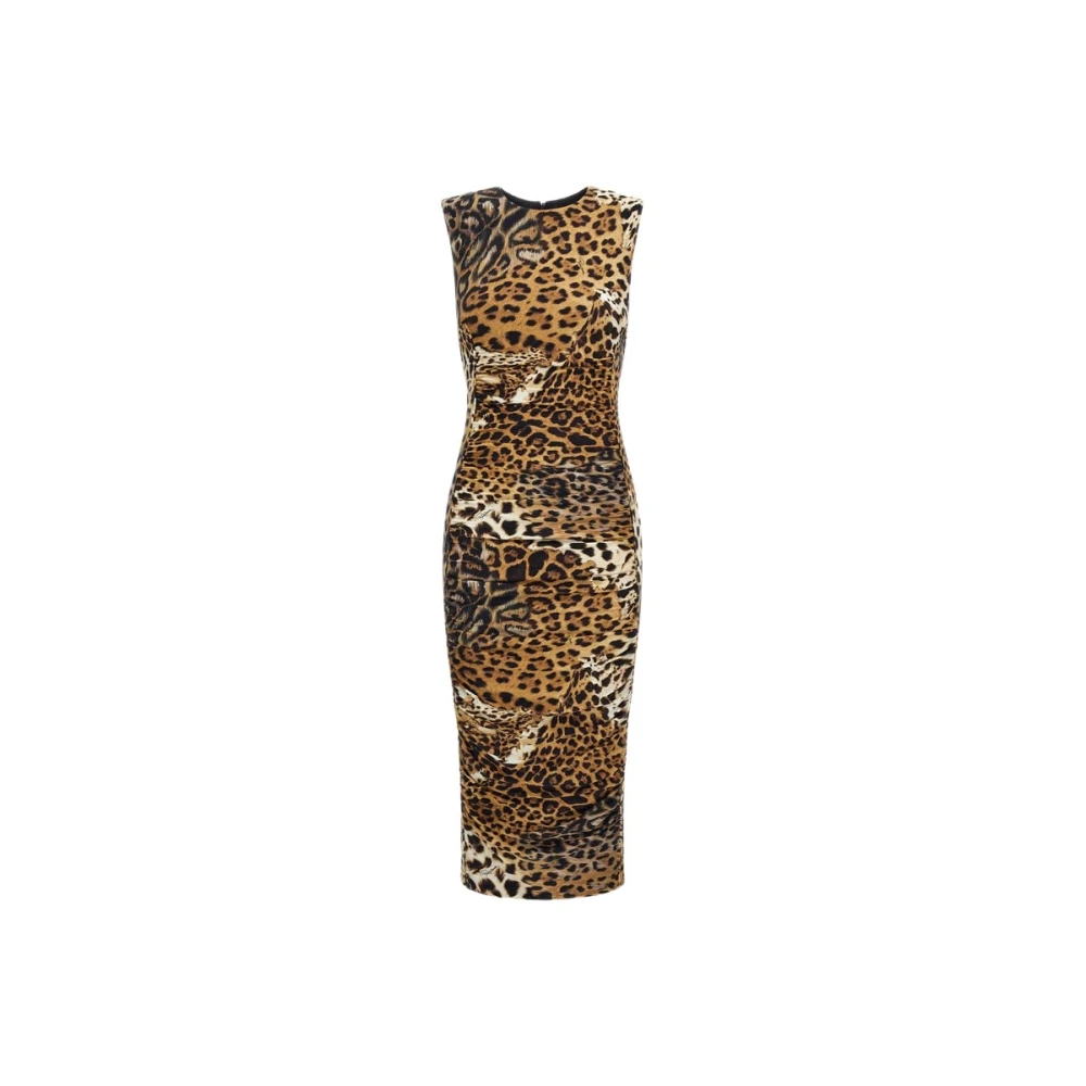 Roberto Cavalli Women's Brown Jaguar Print Dress Light - Midi Dresses - Xl - Dresses