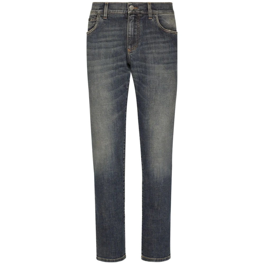 Dolce & Gabbana Men's Gray Slim Fit Jeans,, Denim Jeans With Metal Logo 3XL