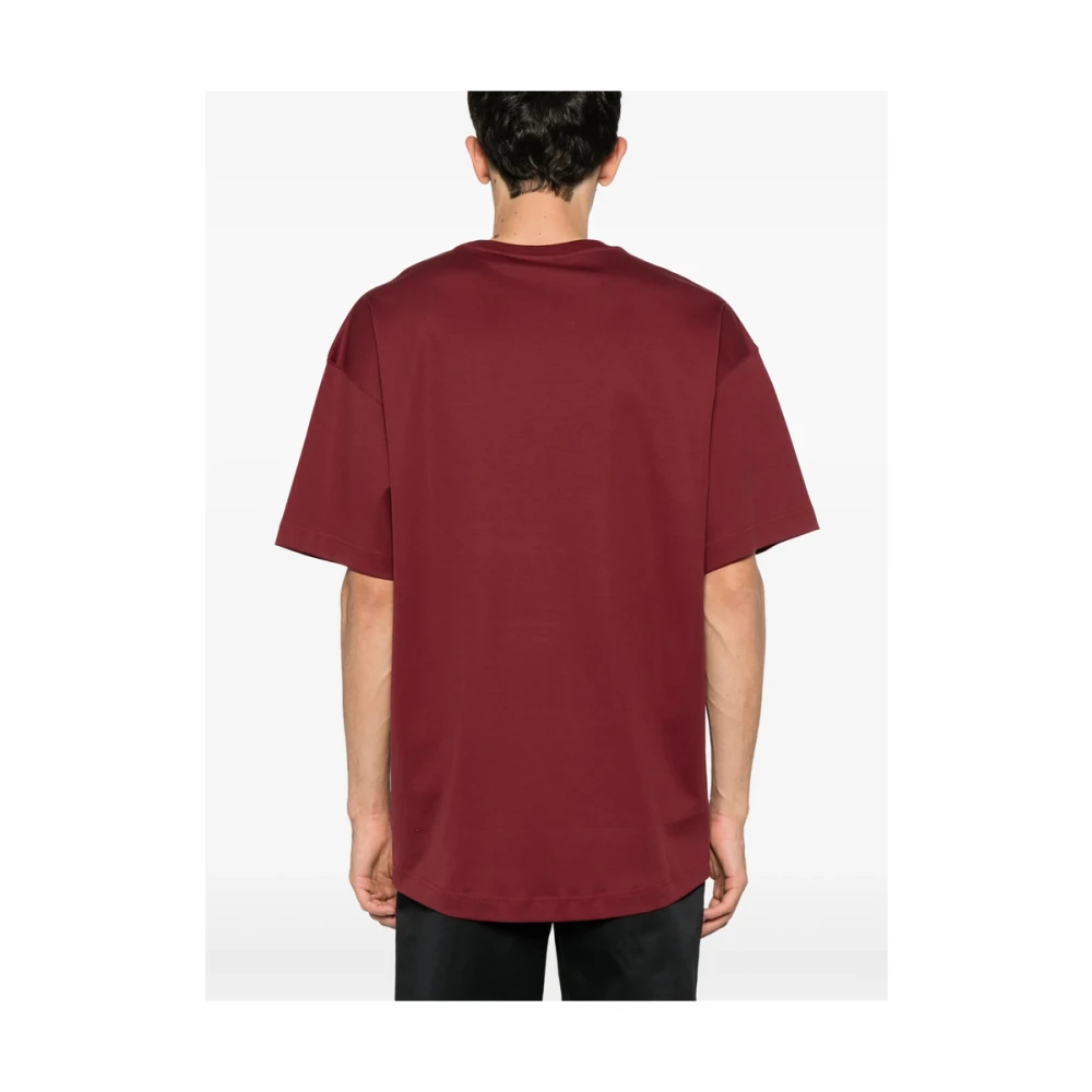 Mugler Bloedrode Crew Neck T-shirt Red Heren