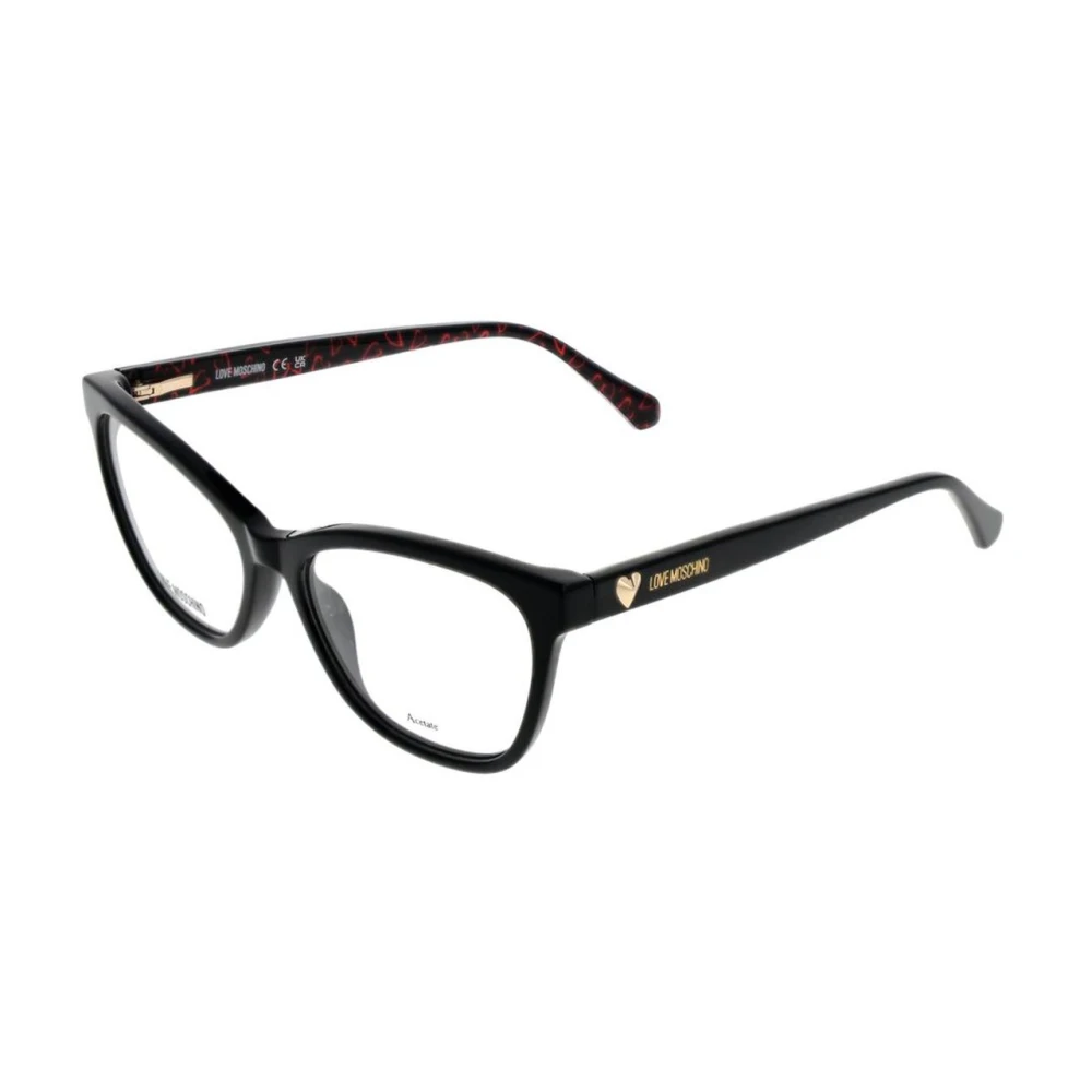Love Moschino Zwarte Ronde Acetaat Optische Frames Black Dames