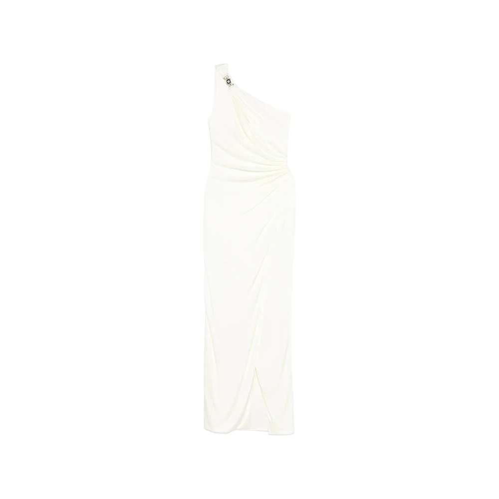 Versace Vrouw Wit Kleedjes Dames, 2XS, Viscose-Jersey Gedrapeerde Galajurk