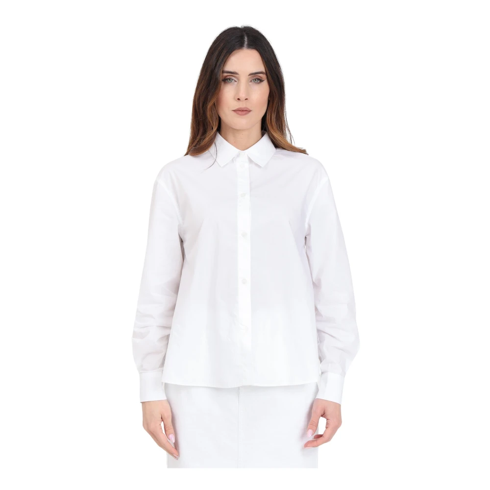 Armani Exchange Wit Slim Fit Katoenen Overhemd White Dames