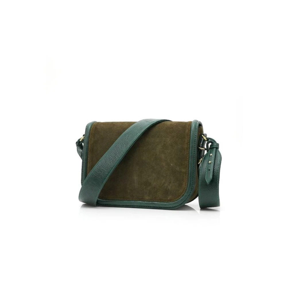 Claris Virot Bronzen Groene Leren Schoudertas Green Dames