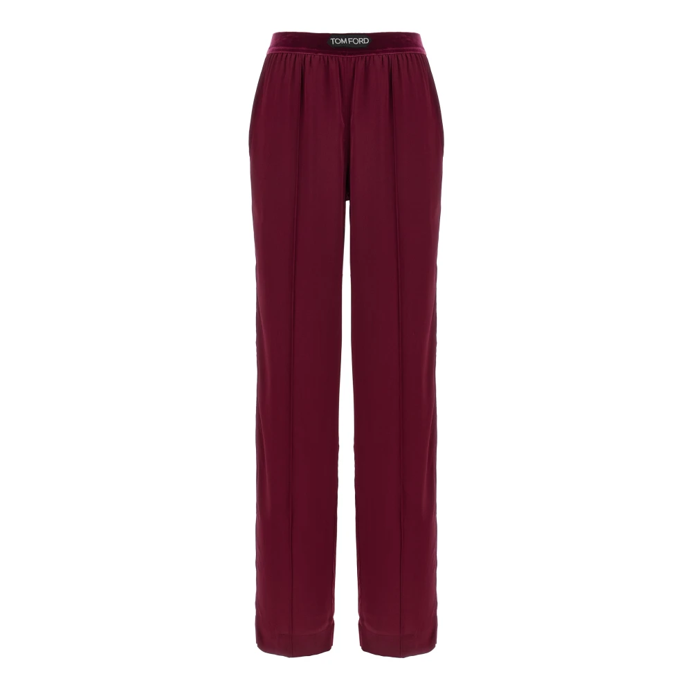 Tom Ford Women's Red Stretch Silk Satin Pj Trousers