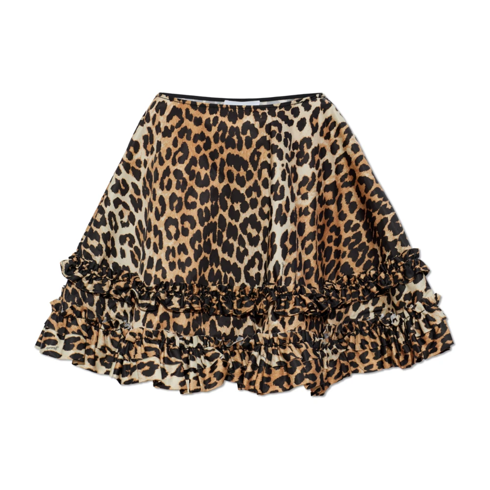 Ganni Women's Brown Short Skirts, S, Ruffled Skirt