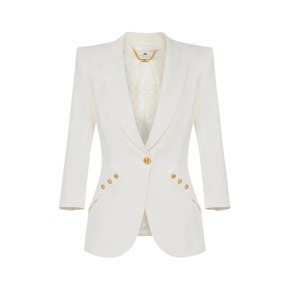 Elisabetta Franchi Ivoor Jassen met Gouden Knopen Beige Dames