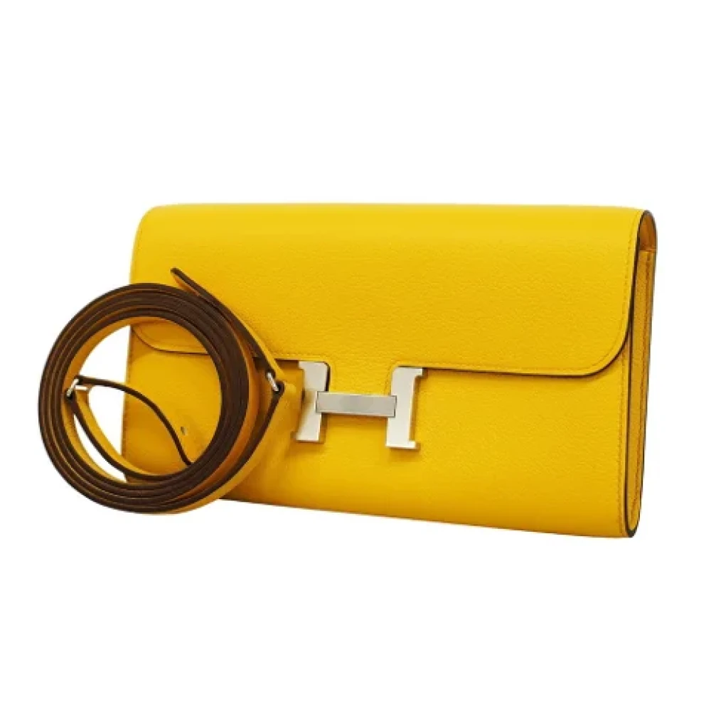 Hermès Vintage Pre-owned Fabric crossbody-bags Yellow Dames