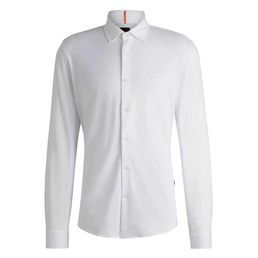 Hugo Boss Modern Slim Fit Shirt met Logo Borduursel White Heren
