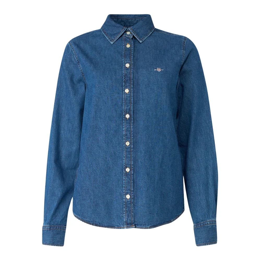 Gant , Shirts, Female, Blue, L, Regular Denim Shirt
