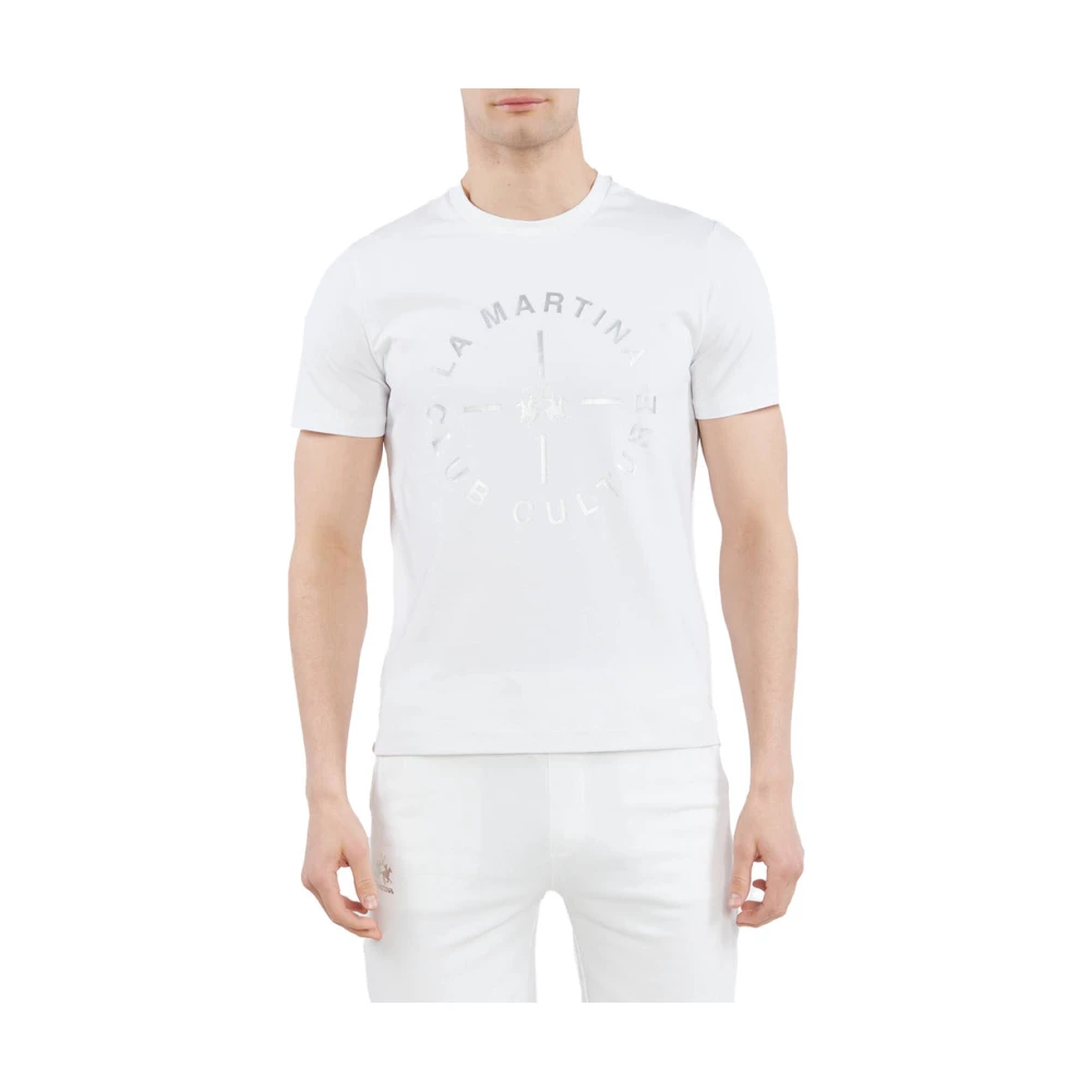 LA MARTINA Jersey T-shirt met Front Print White Heren