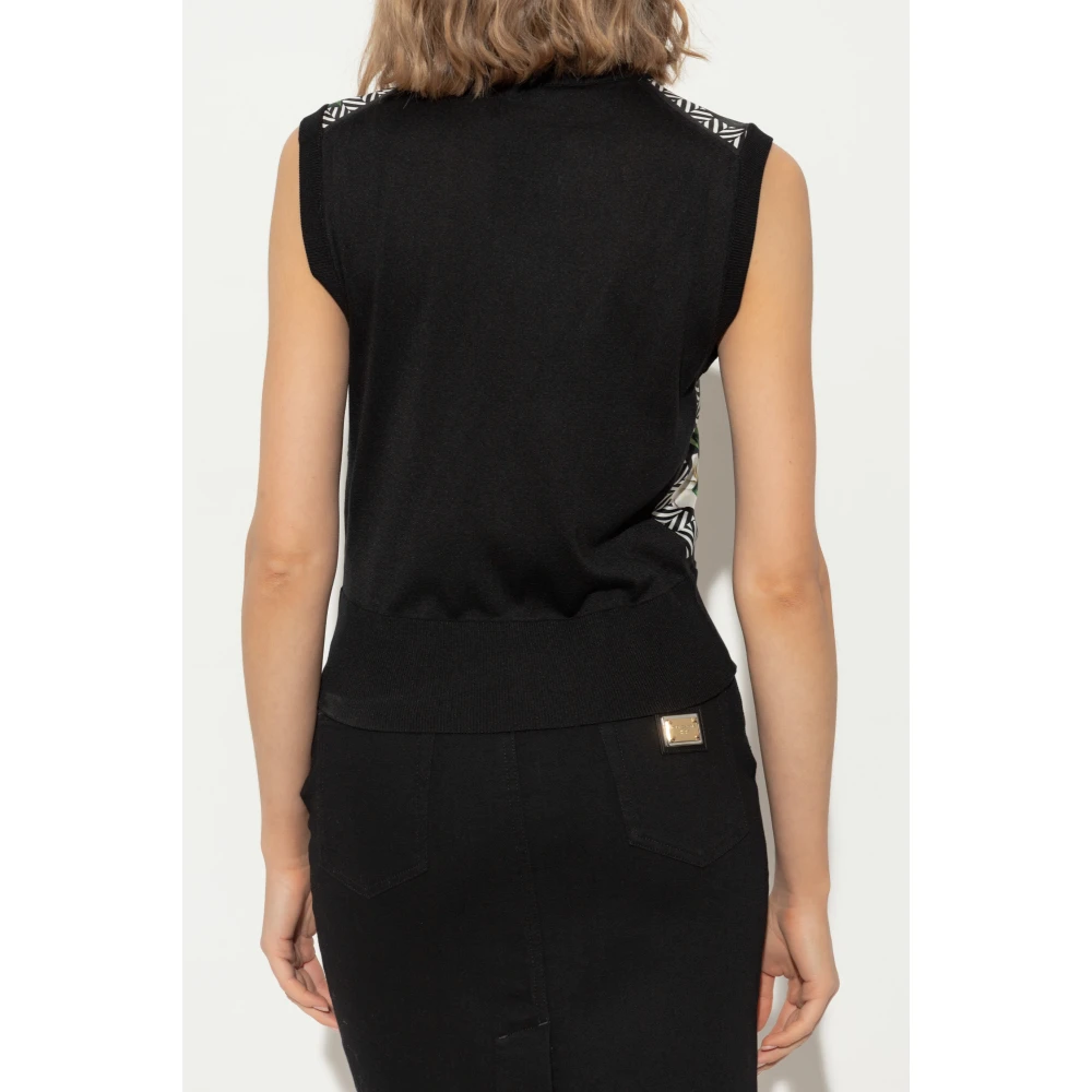 Dolce & Gabbana Mouwloze zijden top Black Dames