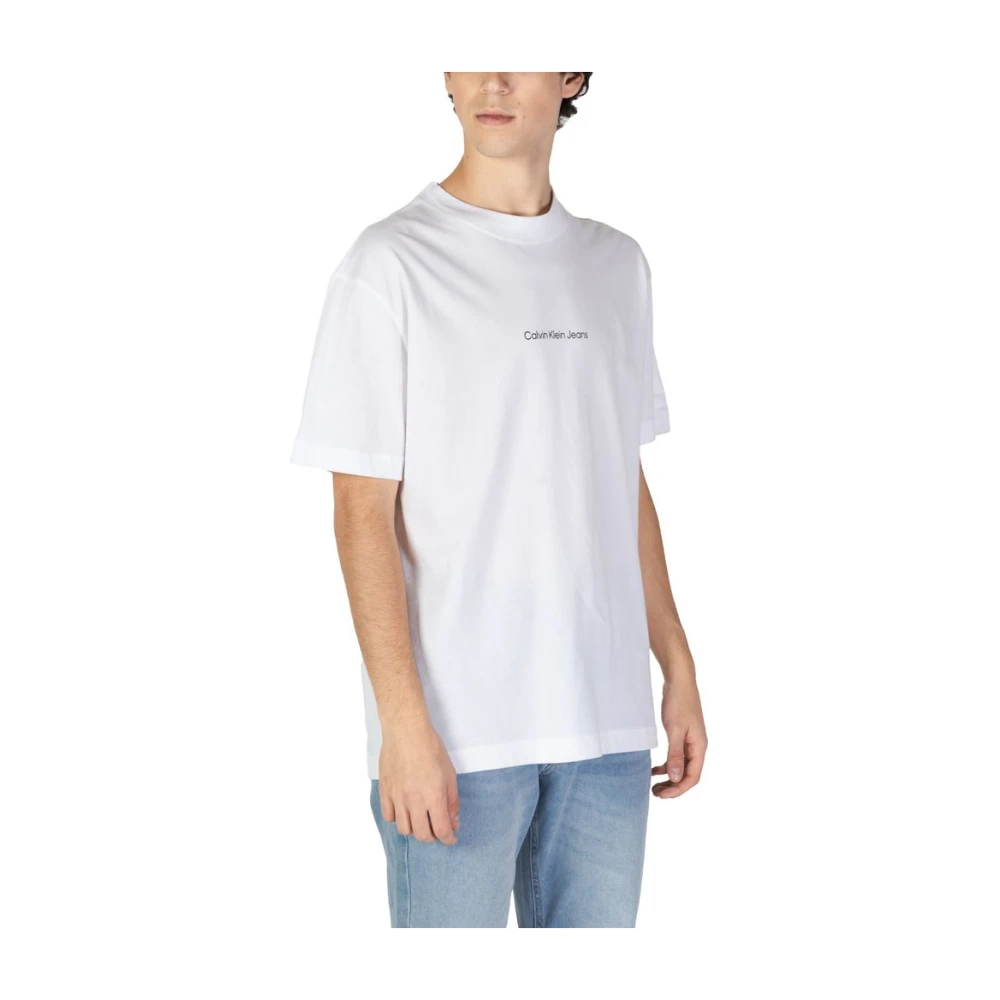 Calvin Klein Jeans Heren Katoenen T-Shirt Herfst Winter Collectie White Heren