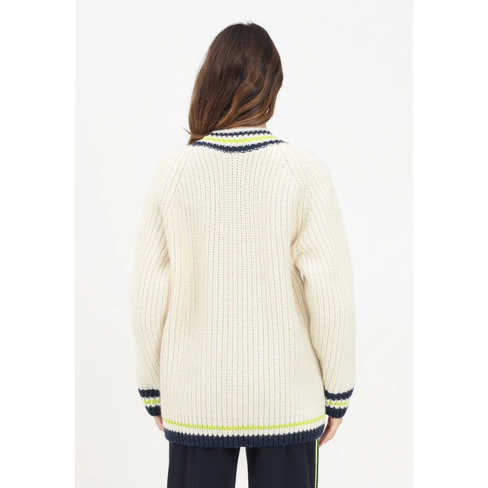 Lacoste Vintage V-hals Sweater Roomwit Beige Dames