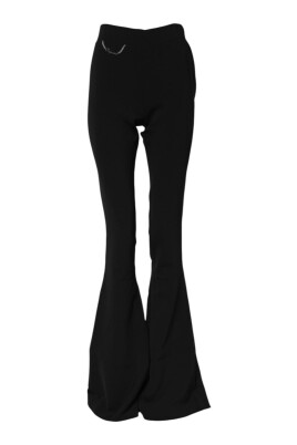pantalon-noir-en-polyester-evase-avec-fermeture-eclair