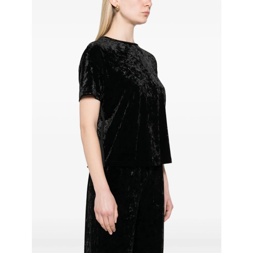 Herno Crewneck Chenille T-Shirt Black Dames
