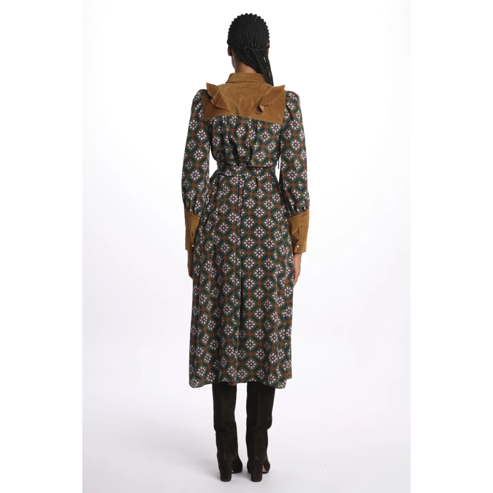 Max Mara Groene Pianosa West Print Zijde Katoen Jurk Green Dames