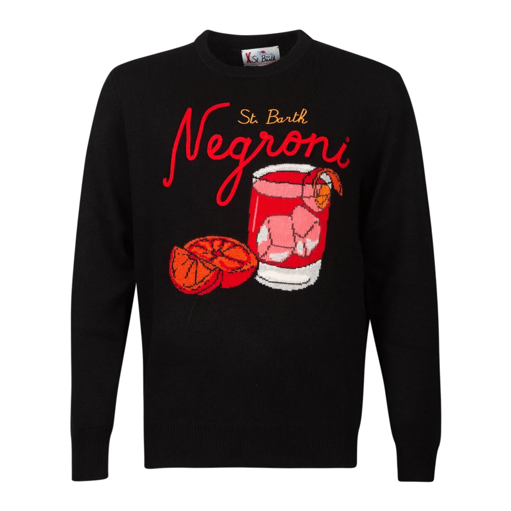 MC2 Saint Barth Zwarte trui met Negroni-print Black Heren