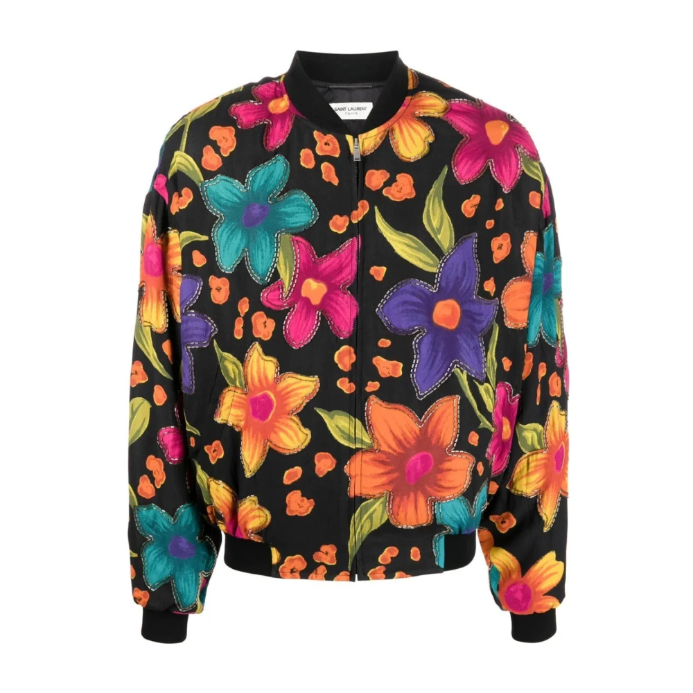 Saint Laurent Men's Multicolor Teddy Fleurs Crepe Jacket - Bomber Jackets - Xl - Jackets