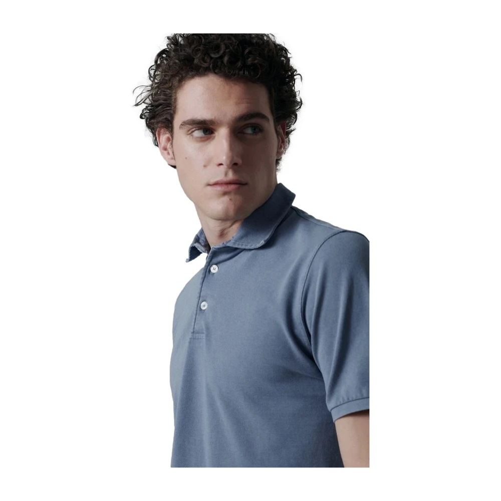 Fedeli Korte Mouw Piqué Polo Blauw Blue Heren