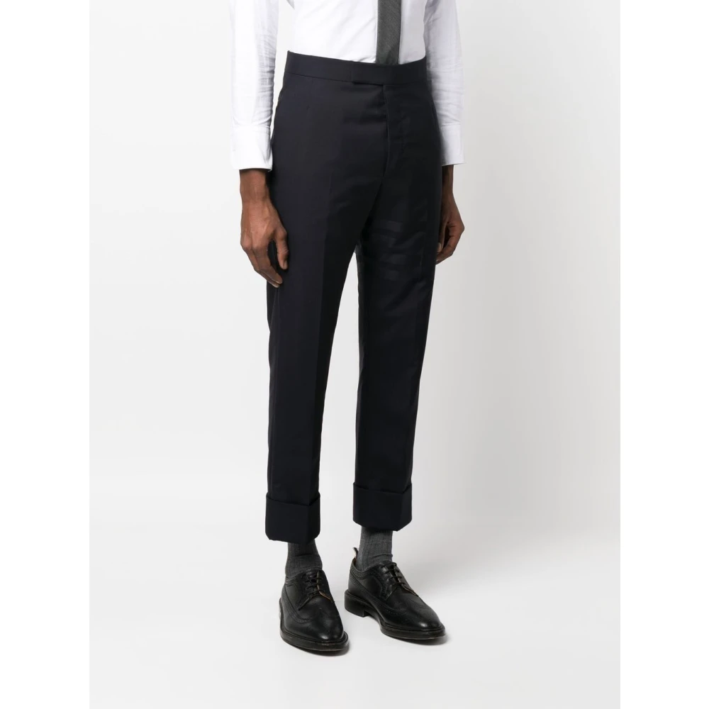 Thom Browne Blauwe Wollen Broek met Riem Blue Heren