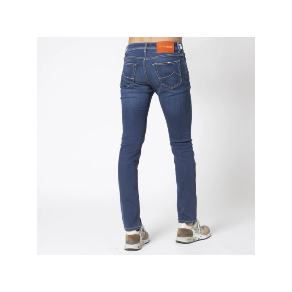 Jacob Cohën Slim Fit Blauwe Jeans met Oranje Details Blue Heren
