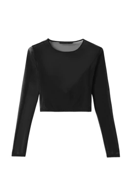 Top manica lunga in tulle