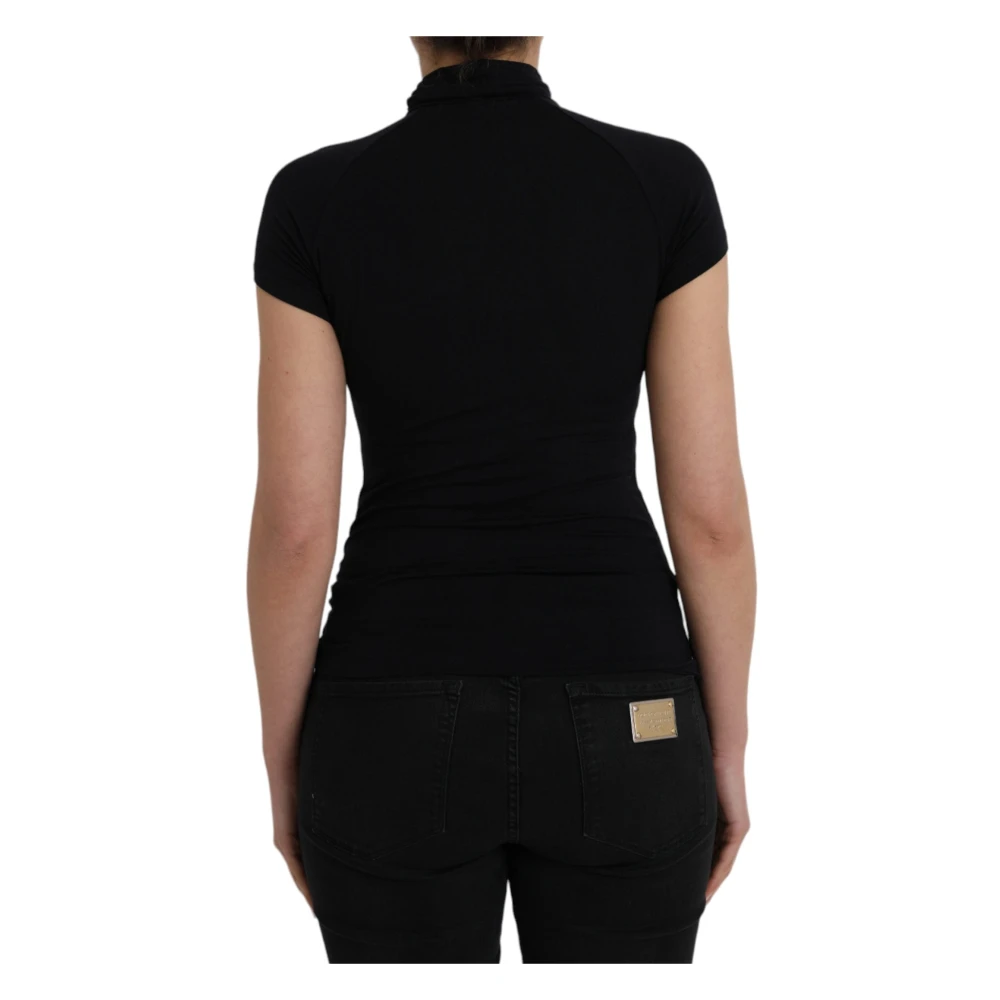 Costume National Zwart korte mouw coltrui top Black Dames