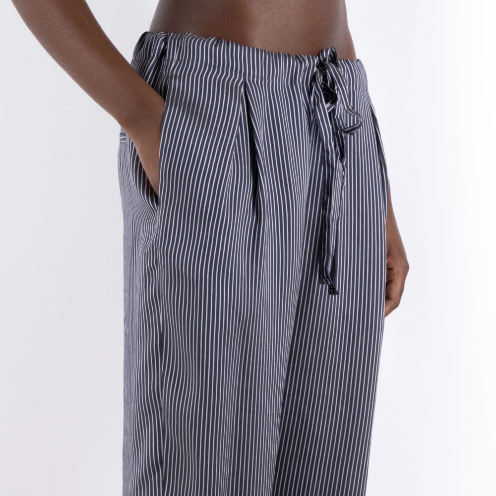 Khaite Navy Wit Gestreepte Broek Blue Dames