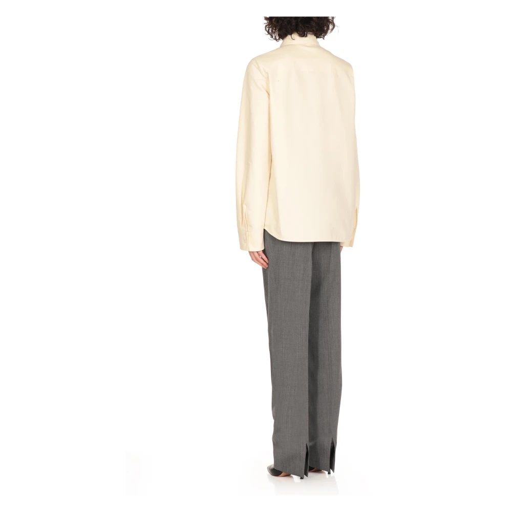 Jil Sander Ivoor Katoenen Overhemd met Kraag Beige Dames