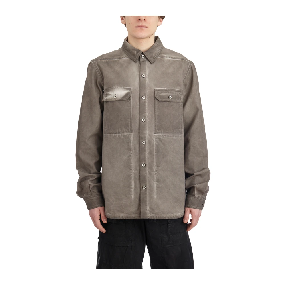 Rick Owens Stof Buitenshirt Gray Heren