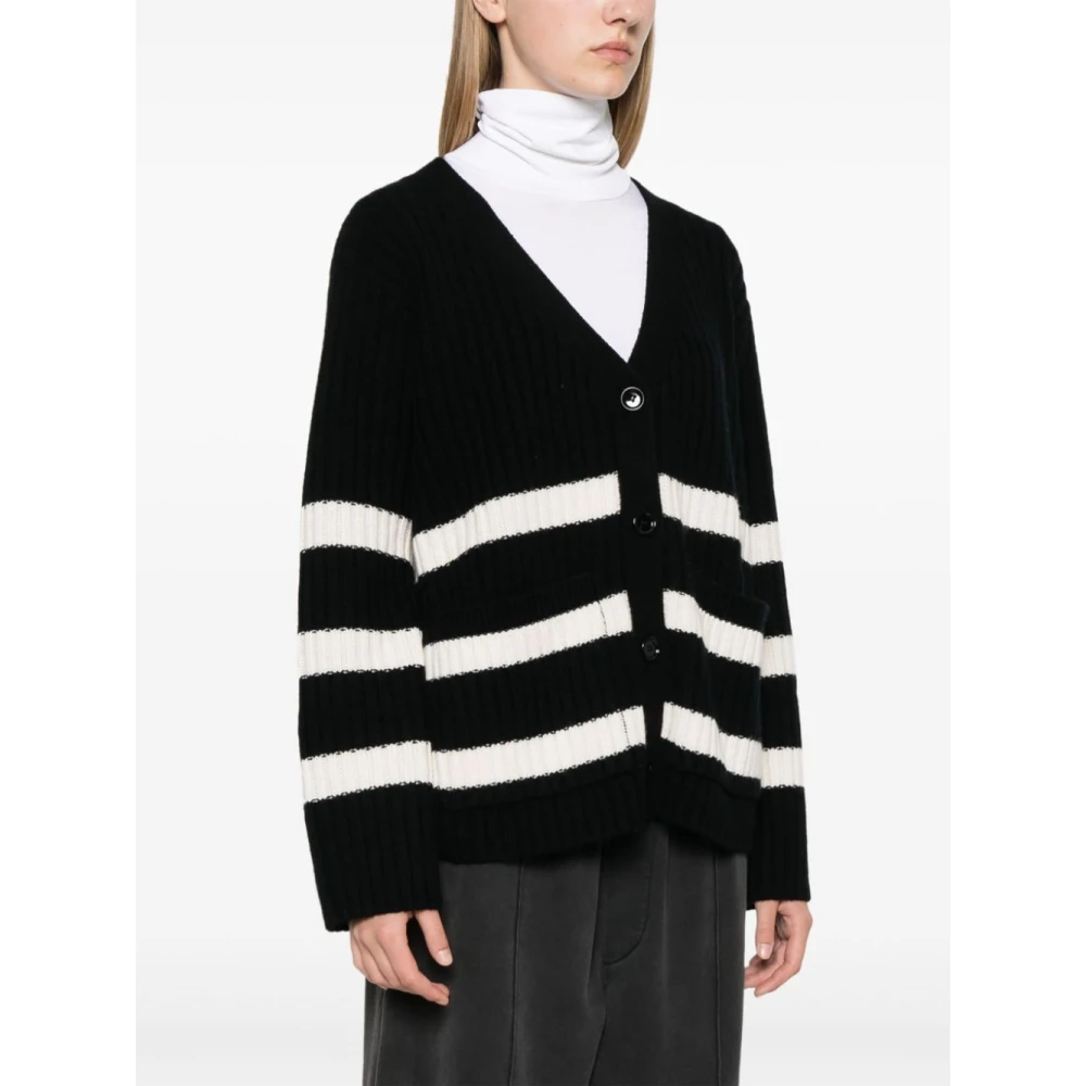 allude Gestreepte Cashmere Cardigan Sweater Black Dames