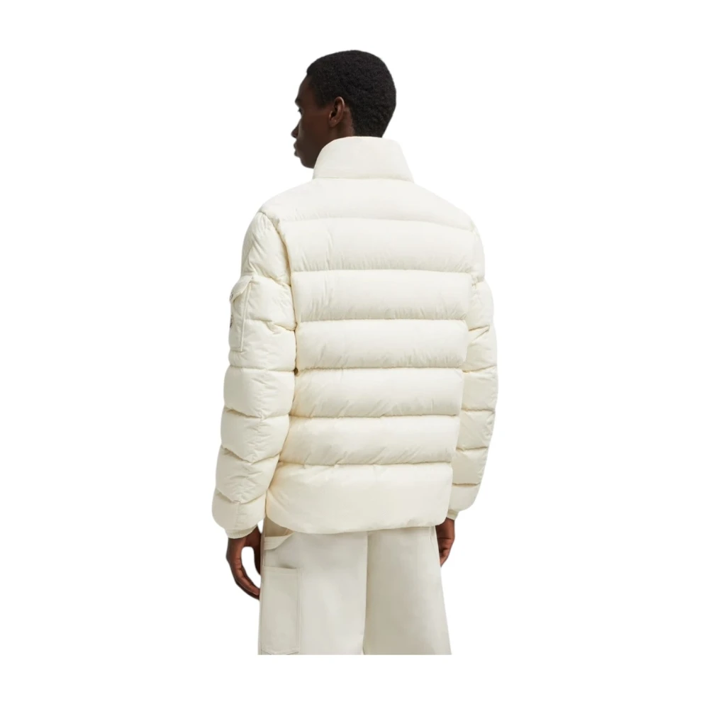 Moncler Witte Korte Donsjas met Flocked Nylon White Heren