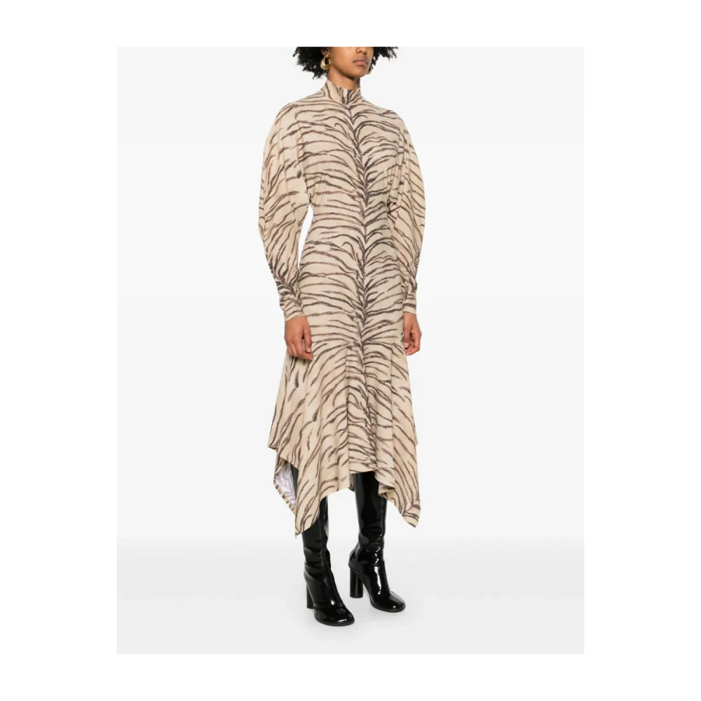 Stella Mccartney Beige Asymmetrische Jurk Achterrits Multicolor Dames