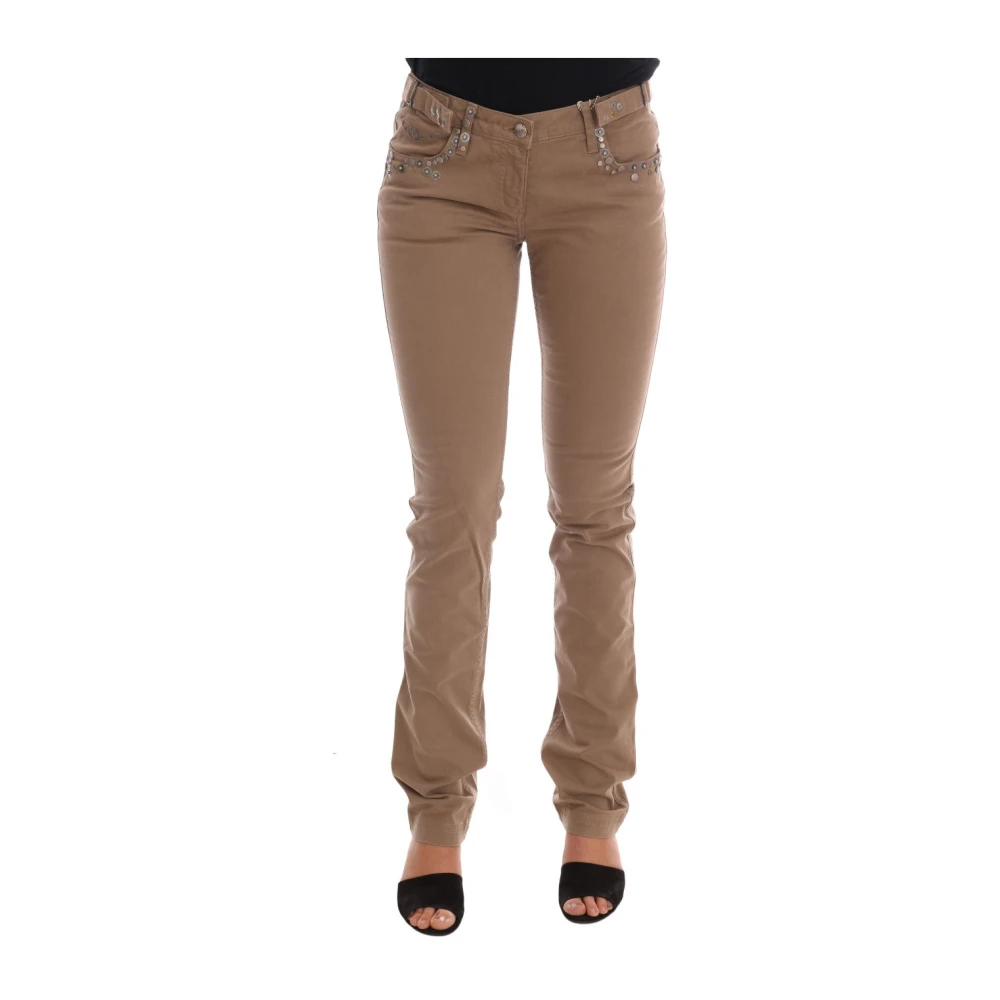Costume National Women's Beige Slim Fit Jeans, W26, Super Slim Fit Designer Jeans