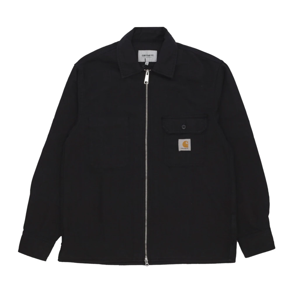 Carhartt Wip Svart Bomull Skjortjacka med Justerbar Nederkant och Manschetter Black, Herr