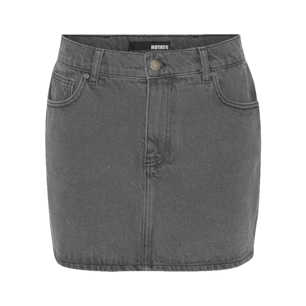 Rotate Birger Christensen Grijze Katoenen Mini Rok met Kristallen Logo Gray Dames