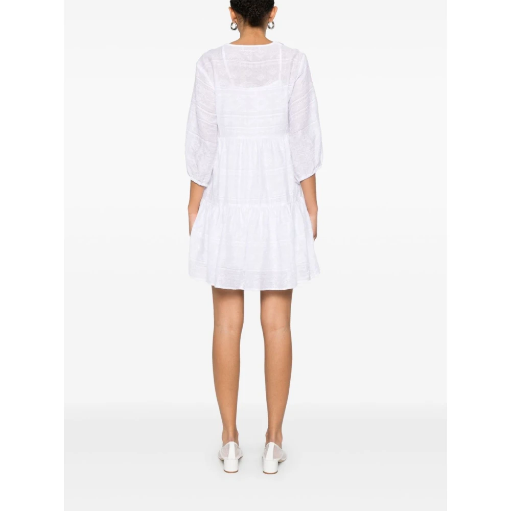 Ermanno Scervino Witte Jurk met Wijd Uitlopende Zoom en Elastische Manchetten White Dames