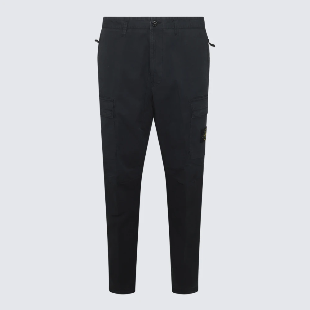Stone Island Blauwe Katoenen Ritsbroek Regular Fit Blue Heren