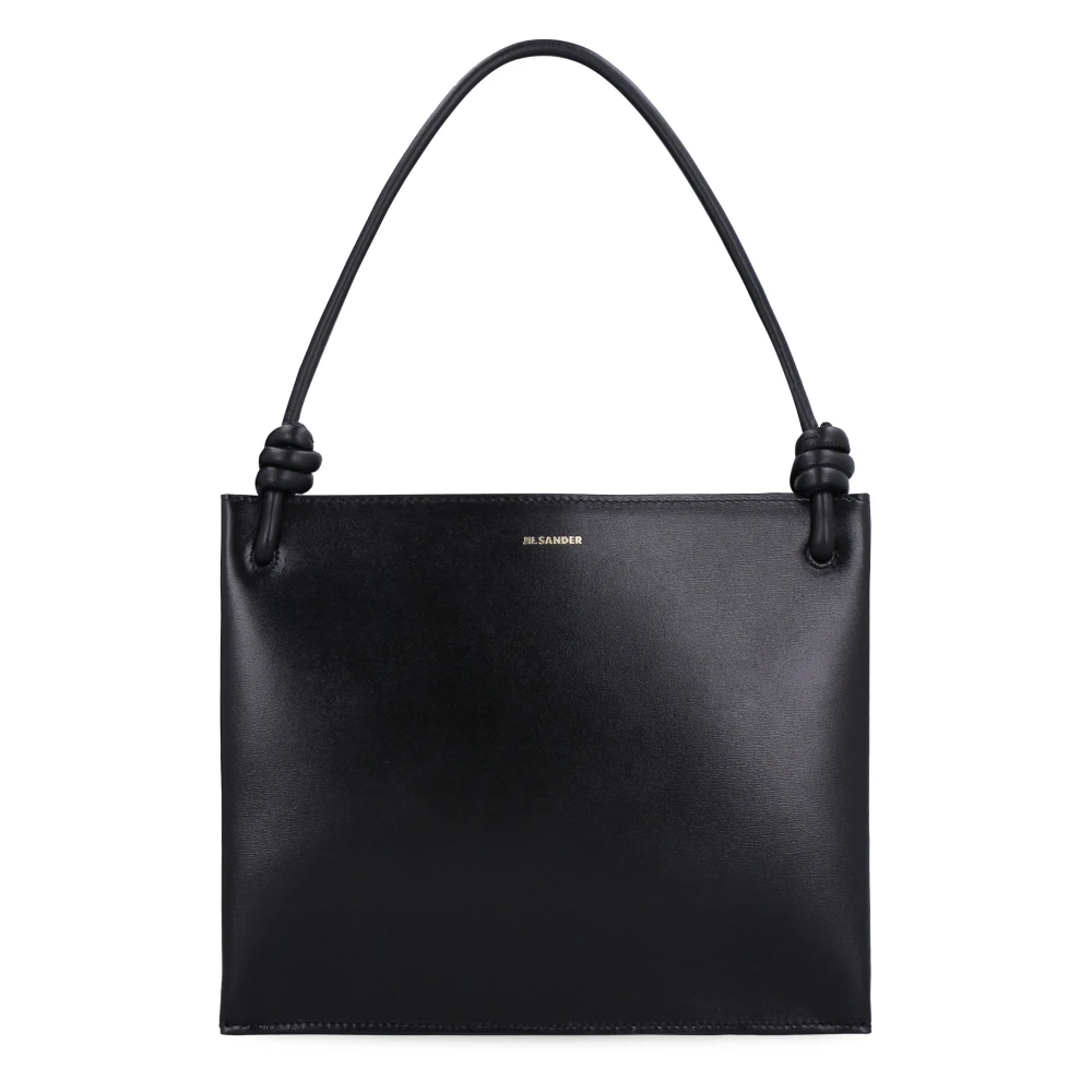 Jil Sander Kalfsleren Handtas met Twee Handvatten Black Dames