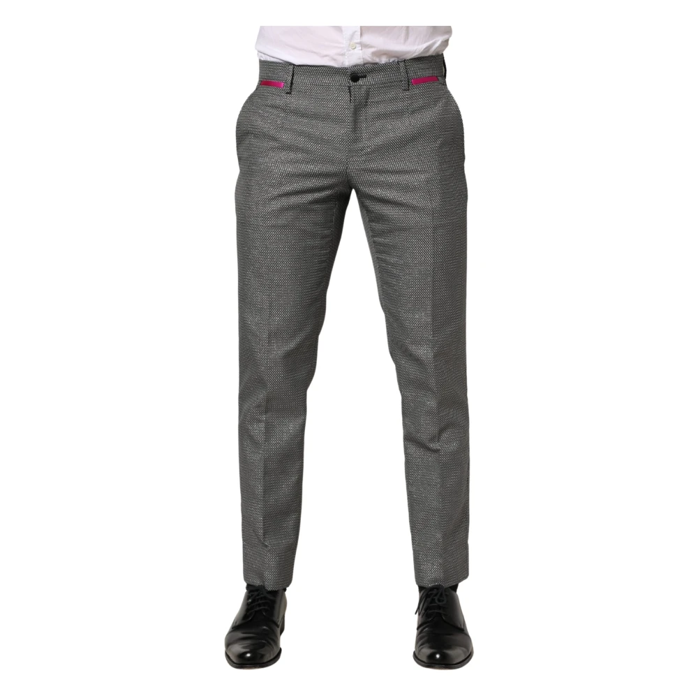 Dolce & Gabbana Men's Gray Slim-Fit Trousers, M, Slim-Fit Trousers